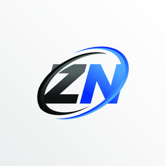 Initial Letters ZN Logo with Circle Swoosh Element