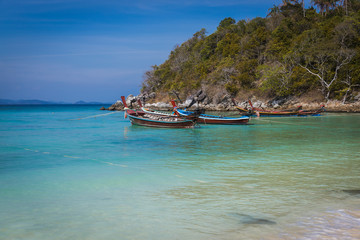 Naklejka na ściany i meble Fishing boats. Boats are in the bay. Thailand.