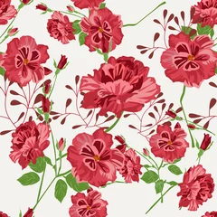 Möbelaufkleber Red flower seamless pattern © vipanee