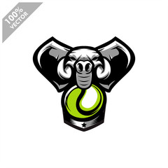 Tennis Elephant team logo design. Scalable and editable vector.	