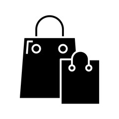 Shopping bags black icon, concept illustration, vector flat symbol, glyph sign.