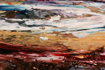 Colorful abstract painting background. Color texture. Intensive multicolor mix of oil vibrant colors. Paint Brushstrokes on canvas for trendy poster wallpaper