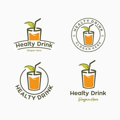 Set of fruit juice logo element. Healthy drink logo design vector