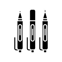 Sketching pens black icon, concept illustration, vector flat symbol, glyph sign.