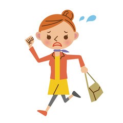 慌てた様子で走る若い女性