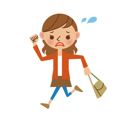 慌てた様子で走る若い女性