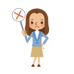 若い女性のばつ・不正解・NGイメージ