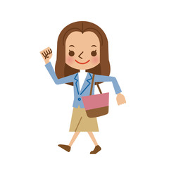 元気に歩く若い女性