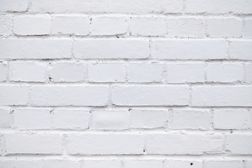 Wall of brick painted with white paint.