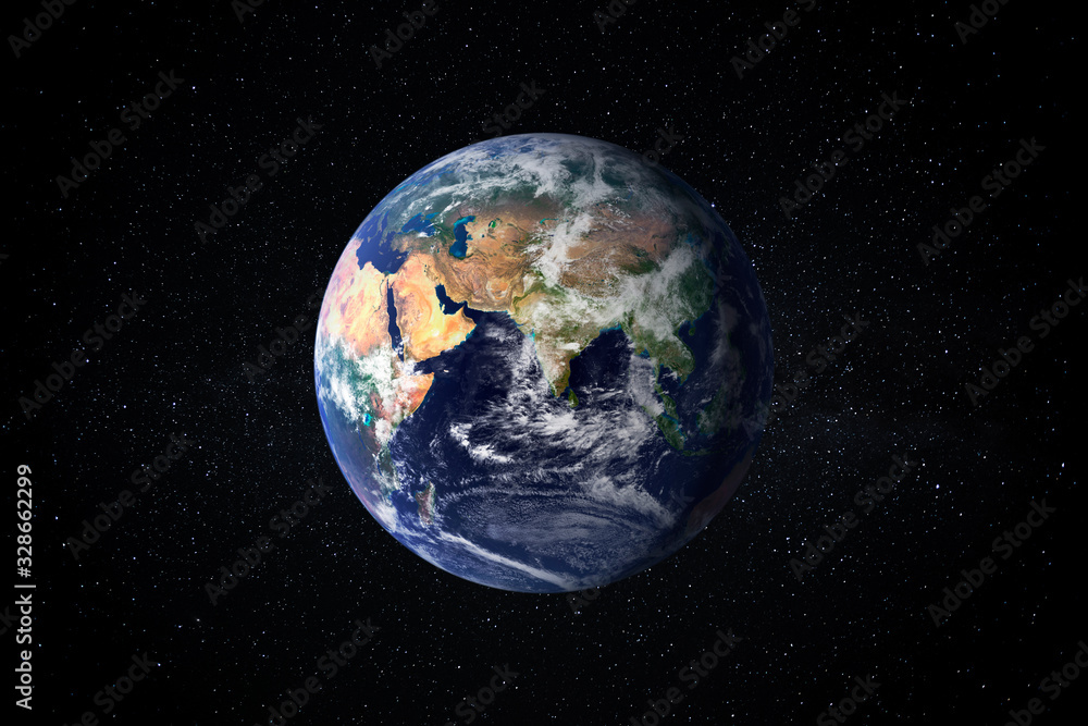 Sticker planet earth in the starry sky of solar system in space. this image elements furnished by nasa.