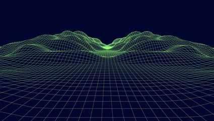 Abstract cyber landscape or wave from mesh