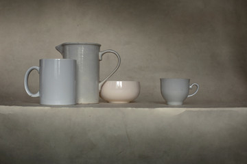 two cups on wooden table