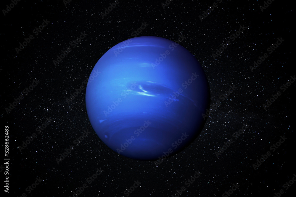 Wall mural planet neptune in the starry sky of solar system in space. this image elements furnished by nasa.