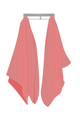 Pink hanging towels. vector illustration