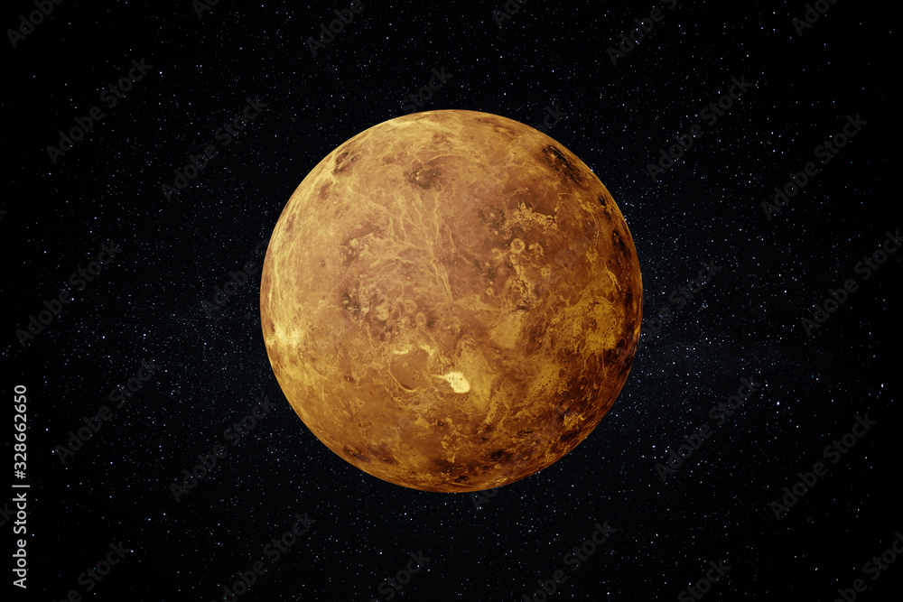 Sticker planet venus in the starry sky of solar system in space. this image elements furnished by nasa.