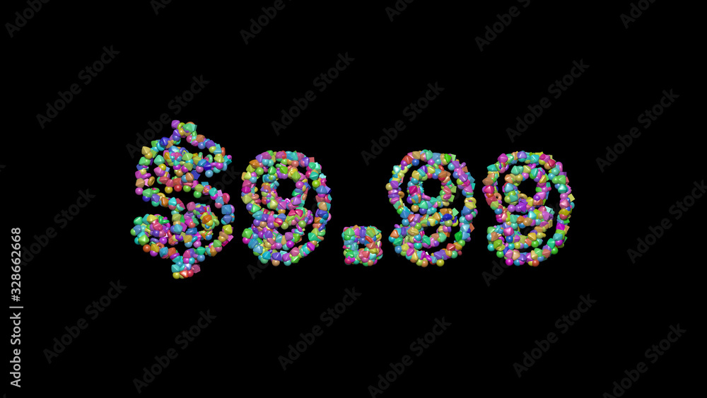 Poster $9.99: 3d illustration of the text made of small objects over a black background with shadows