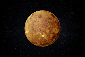 Planet Venus in the Starry Sky of Solar System in Space. This image elements furnished by NASA.