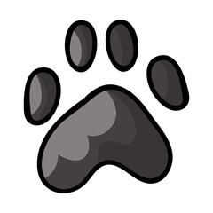 Cute cartoon spotted grey dog paw print vector clipart. Wildlife animal foot print for dog lovers. Stylized fun kids nature trail. Illustration mark. Isolated claw walking print. EPS 10.  © Limolida Studio