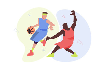 Sports illustration of playing basketball.
