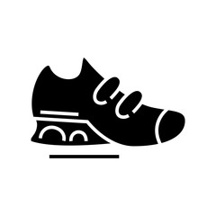 Sportive shoes black icon, concept illustration, vector flat symbol, glyph sign.