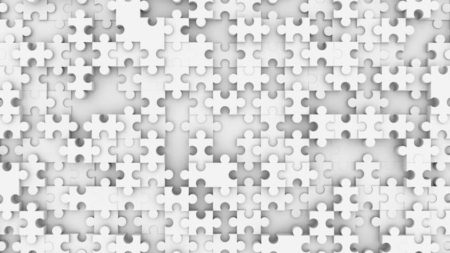 Abstract volumetric puzzles, continuous movement. View from above. Seamless loop.