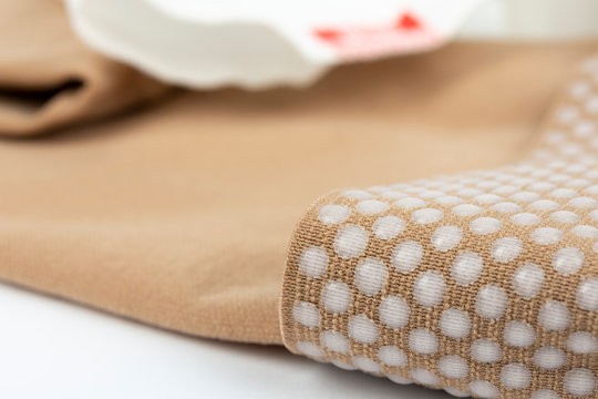 Close Up Of Compression Stockings For Leg Lymphedema (edema) To Improve Blood Circulation, Reduce Pain And Swelling In The Feet Or Legs, And Reduce The Chances Of Circulatory Issues