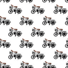 Seamless background. Isolated bikes on a white background