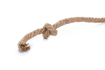 Rope knot string strength connection on a white background isolation