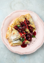 Pancakes with cherries