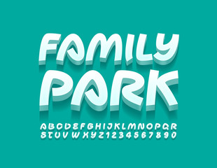 Vector modern logo Family Park. Creative 3D Font. Set of Alphabet Letters and Numbers