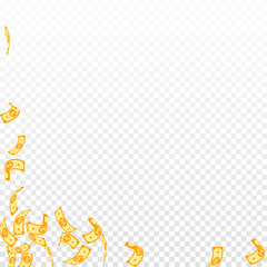 Korean won notes falling. Sparse WON bills on tran