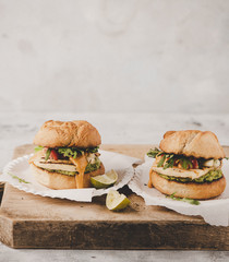 Burger with halloumi cheese and avocado