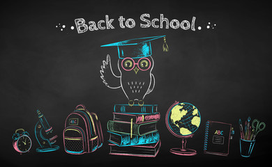 Chalk drawn poster of education symbols