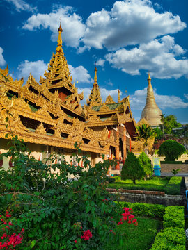 Beautiful external viewof the Great Dragon Pagoda in Yangon, Myamar.