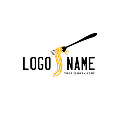 Pasta roll on the fork. Italian pasta with fork silhouette.