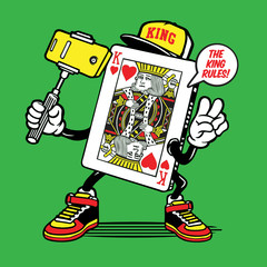 Selfie King Poker Card Game Character Design