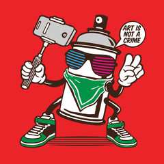Selfie Paint Spray Can Graffiti Bomber Character Design 