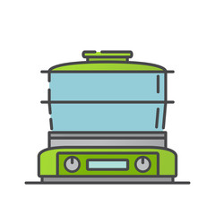 Double boiler line art vector icon outline.Kitchen appliances.