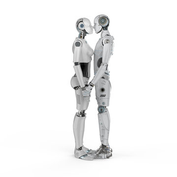 couple cyborg kiss