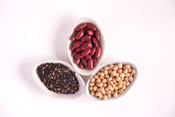 Mix Organic beans top view background