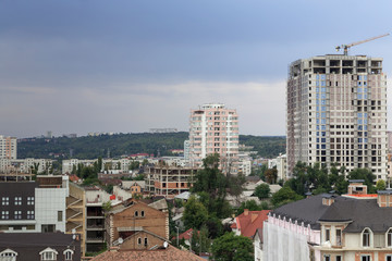 Fototapeta na wymiar Beautiful top view to the central district of Chisinau.