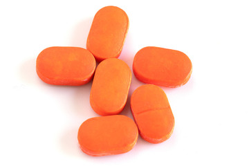 Pills tablets medicine isolated on white background.