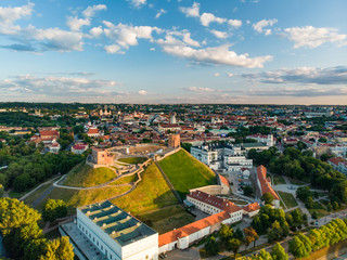 Aerial view of Vilnius Old Town, one of the largest surviving medieval old towns in Northern Europe. Summer landscape of UNESCO-inscribed Old Town of Vilnius.