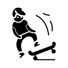 Skateboarder black icon, concept illustration, vector flat symbol, glyph sign.