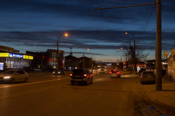 Dramatic sky at sunset time in the Petricani street.