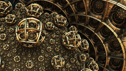 Abstract background 3D, fantastic ancient civilization architecture