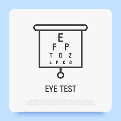 Eye test thin line icon. Ophthalmology, eyesight examination. Modern vector illustration.
