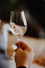 White and rose wine close up view glass and carafe wine. 