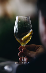 White and rose wine close up view glass and carafe wine. 