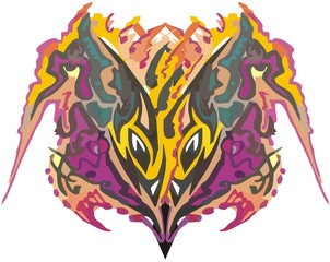 Colored fantastic animal - carnival mask. An abstract bright unusual mask for holidays and events, can also be used as a poster, prints on t-shirts, textiles, etc.